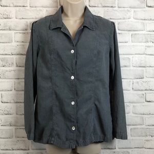 J. Jill Women's XS Made in U.S.A. 50% Linen Gray Button Down Long Sleeve Blouse
